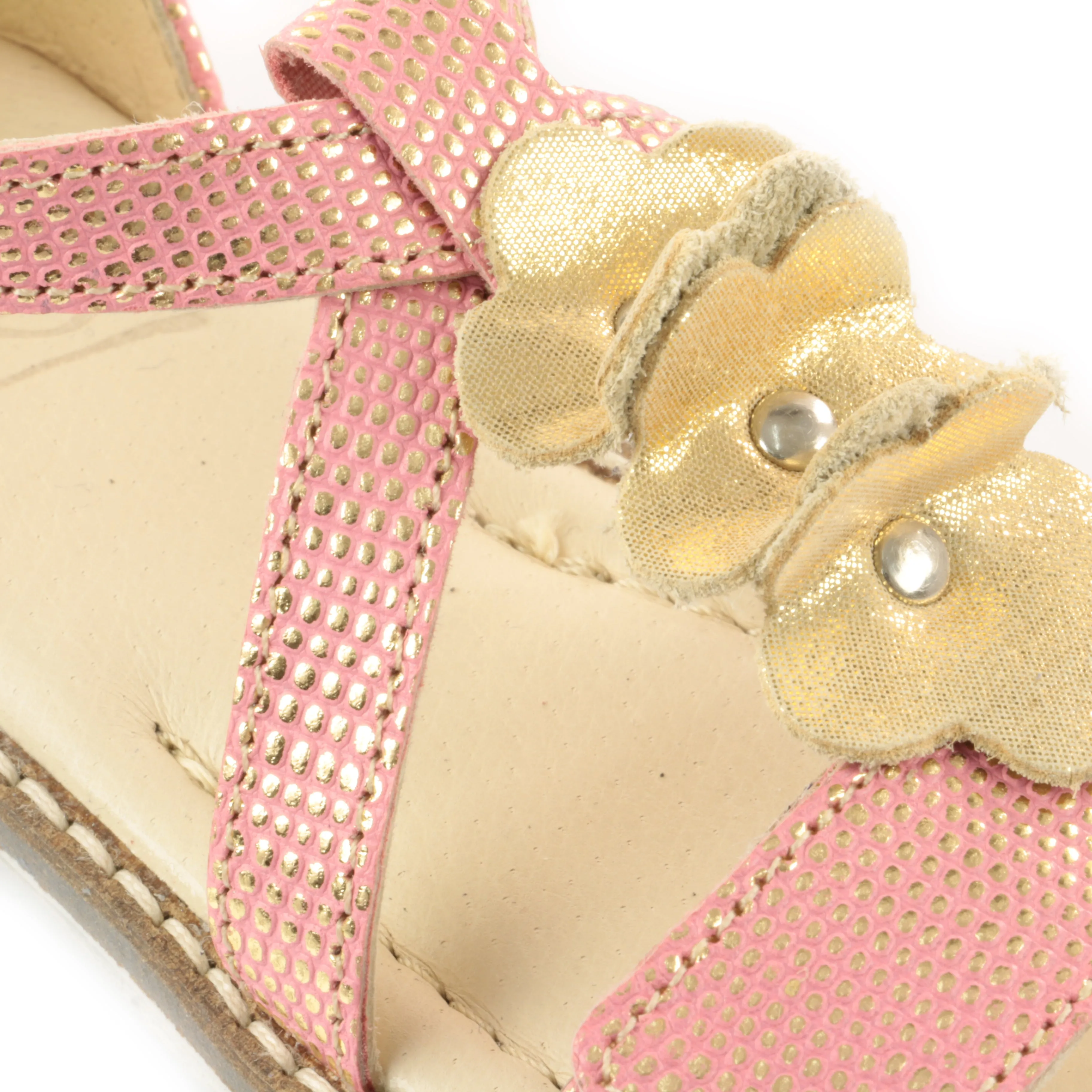 (2577-5) Emel velcro sandals coral gold