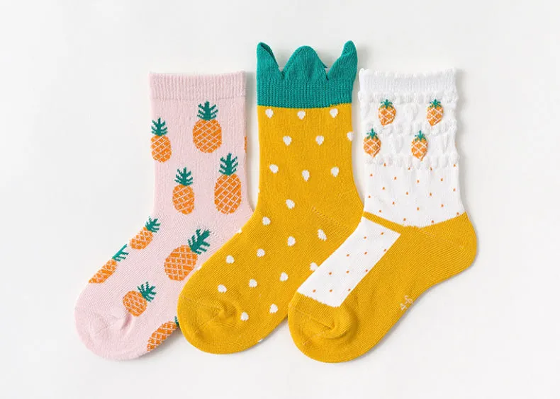 3 Pack Kids' Socks | Cotton | Pineapple