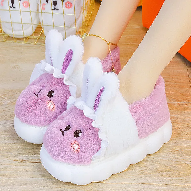 4 Colors Cute Fluffy Bunny Home Wear Slippers ON884