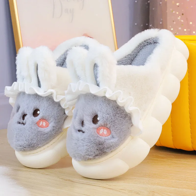 4 Colors Cute Fluffy Bunny Home Wear Slippers ON884