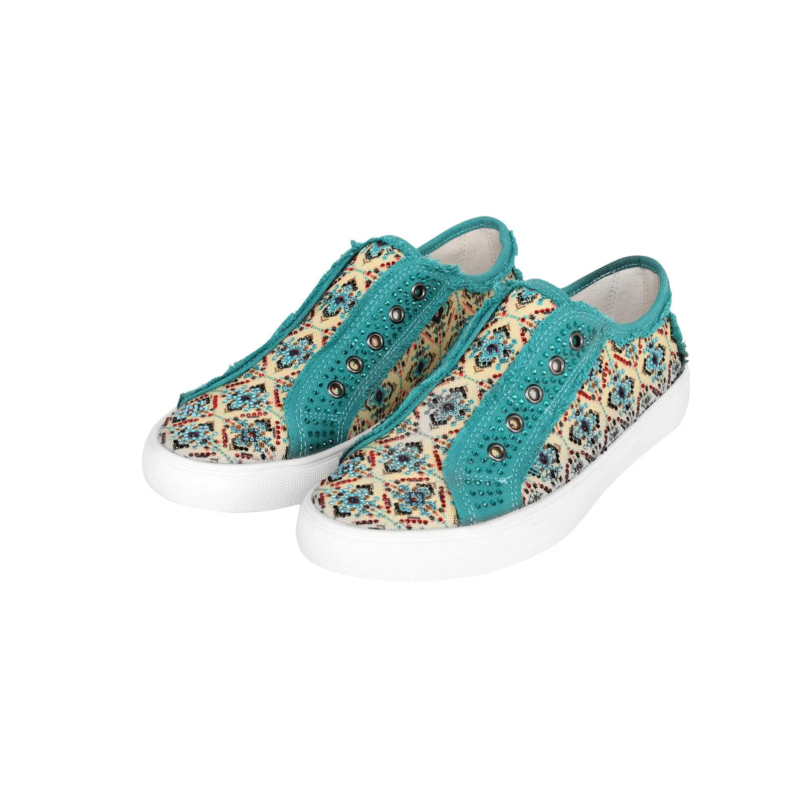 900-S045 Montana West Aztec Print Bling Canvas Shoes - By Case (12 Pairs/Case)