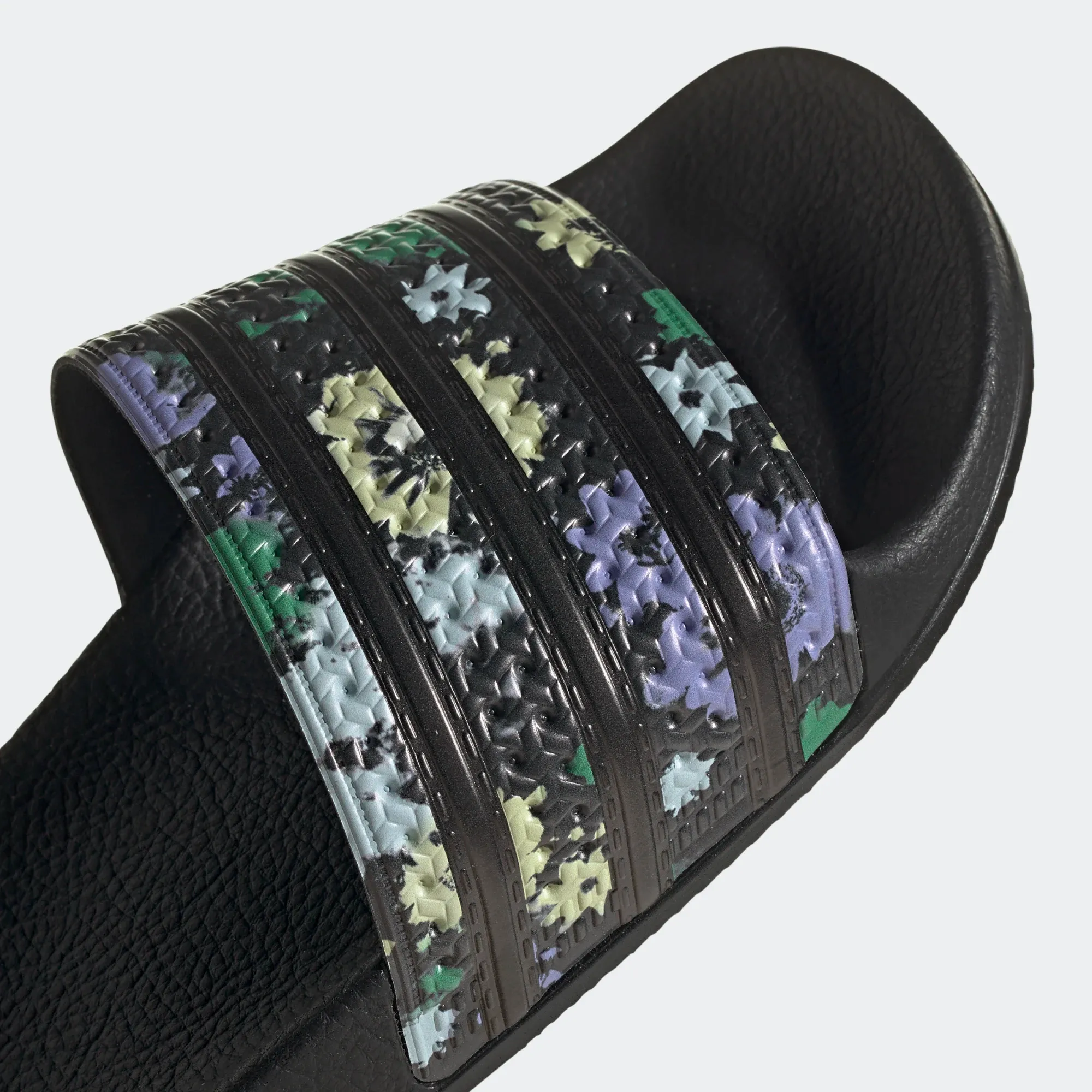 Adidas Adilette Slides - Core Black / Floral