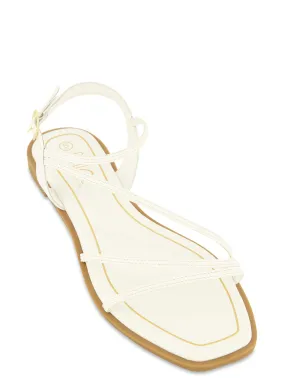 Asymmetrical Strappy Square Toe Sandals