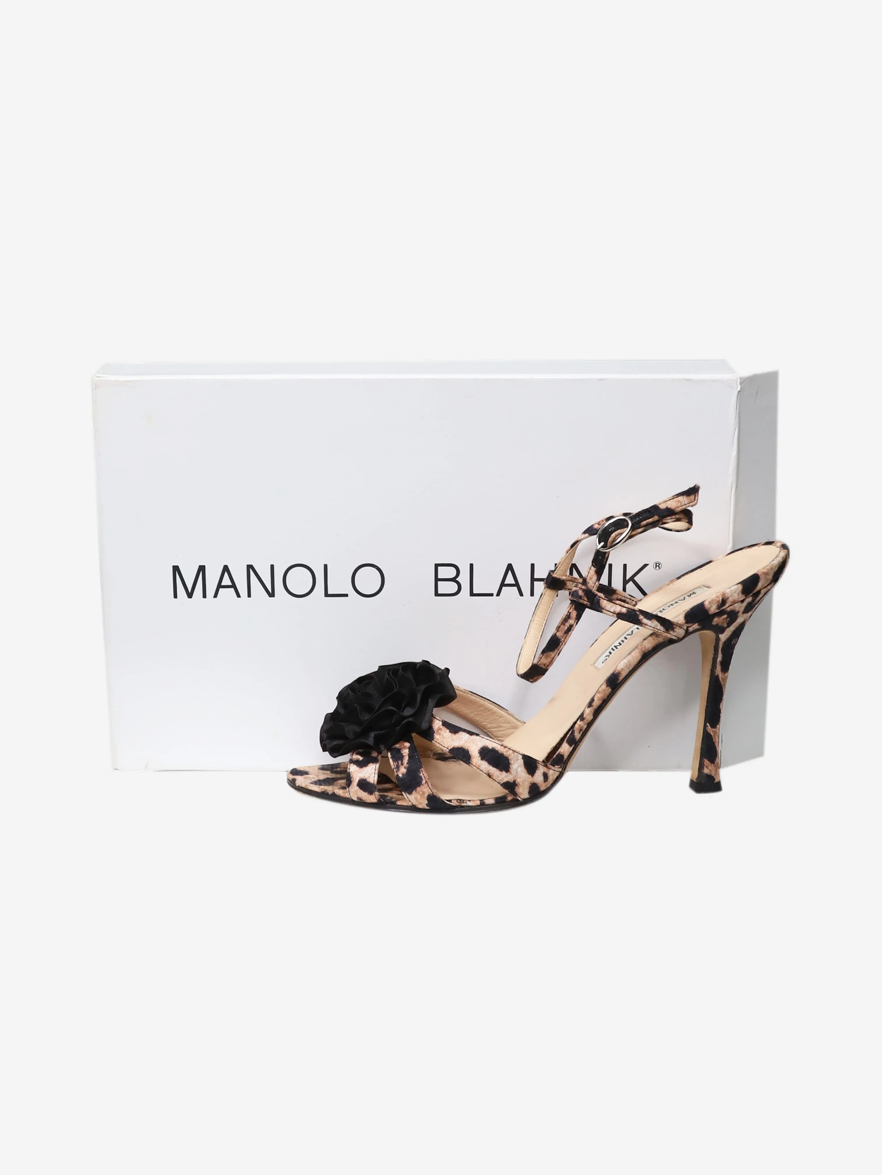 Beige animal print strappy sandal heels - size EU 39.5