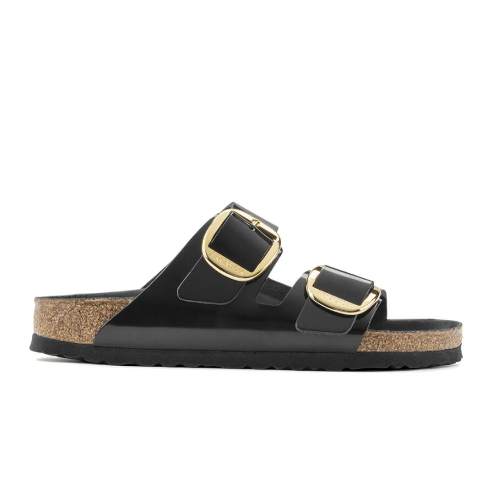 Birkenstock Arizona Big Buckle Narrow Slide Sandal (Women) - High Shine Black Leather