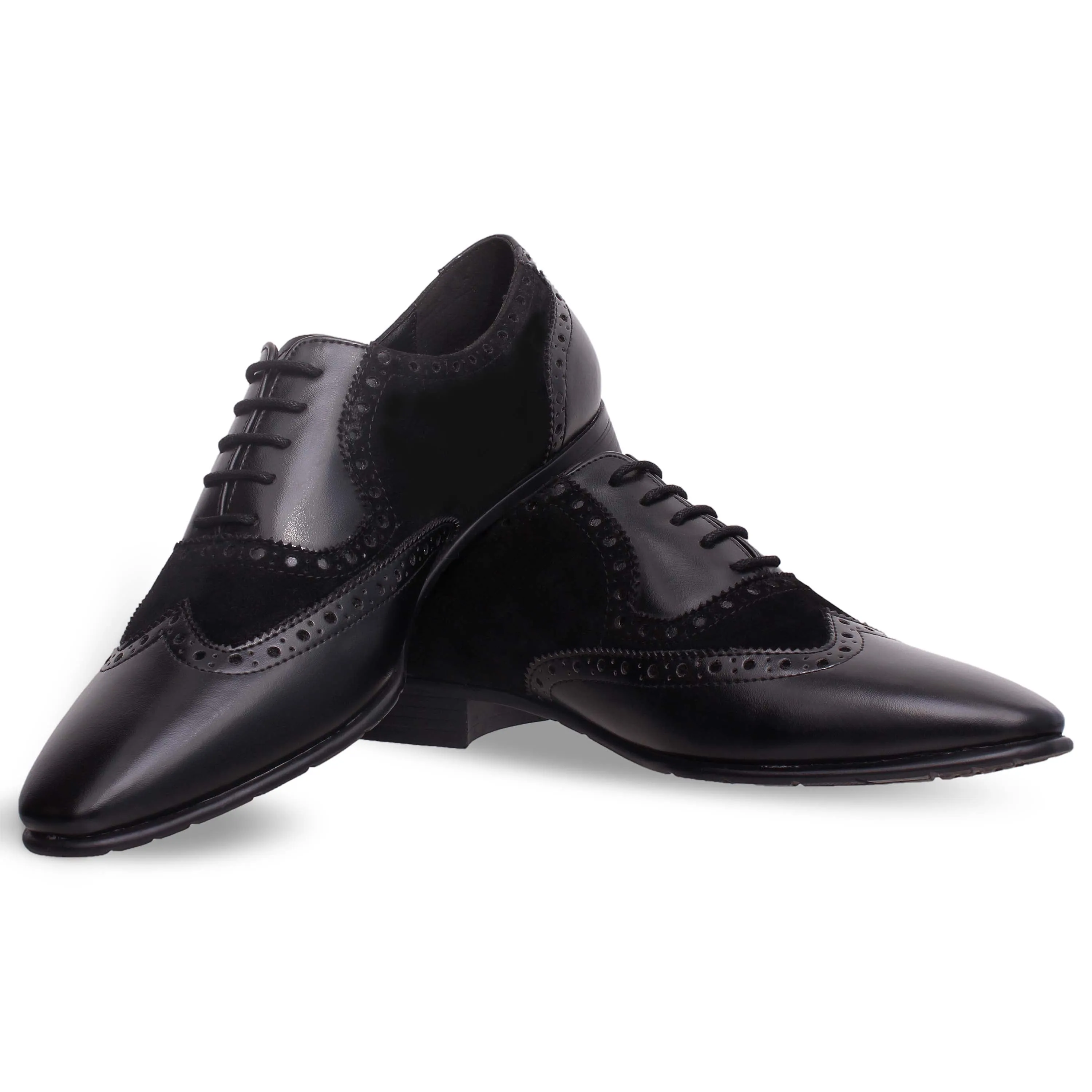 Black Wing-toe Suede Combination Brogues