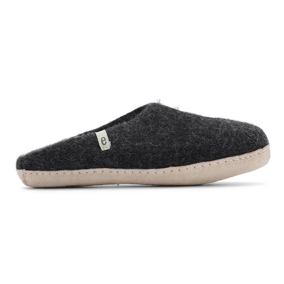 Black Wool Slippers