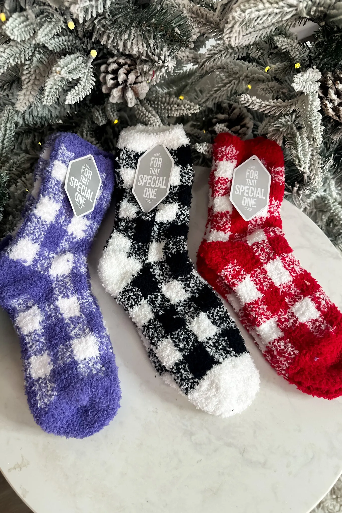 Buffalo Checked Fuzzy Socks : Various