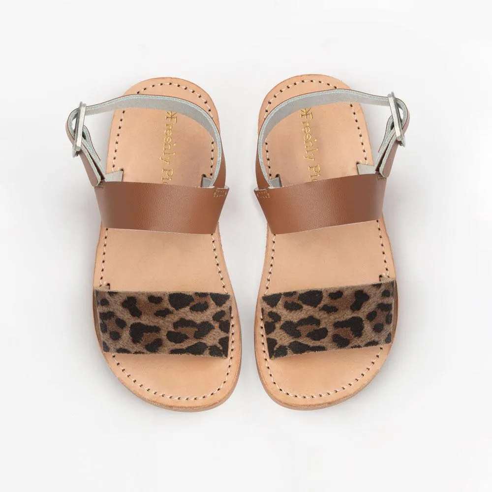 Cognac with Leopard Sanibel Sandal