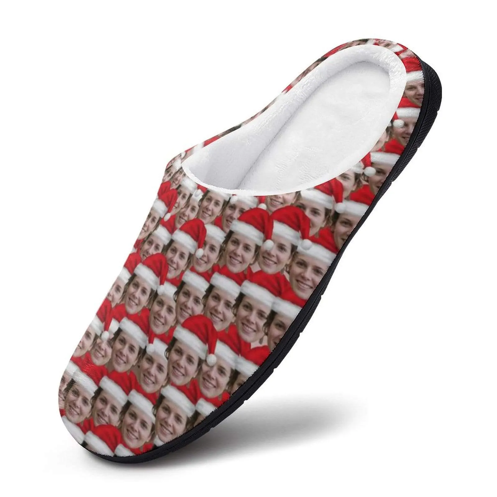 Custom Face Seamless Christmas Hat All Over Print Cotton Slippers For Men Women