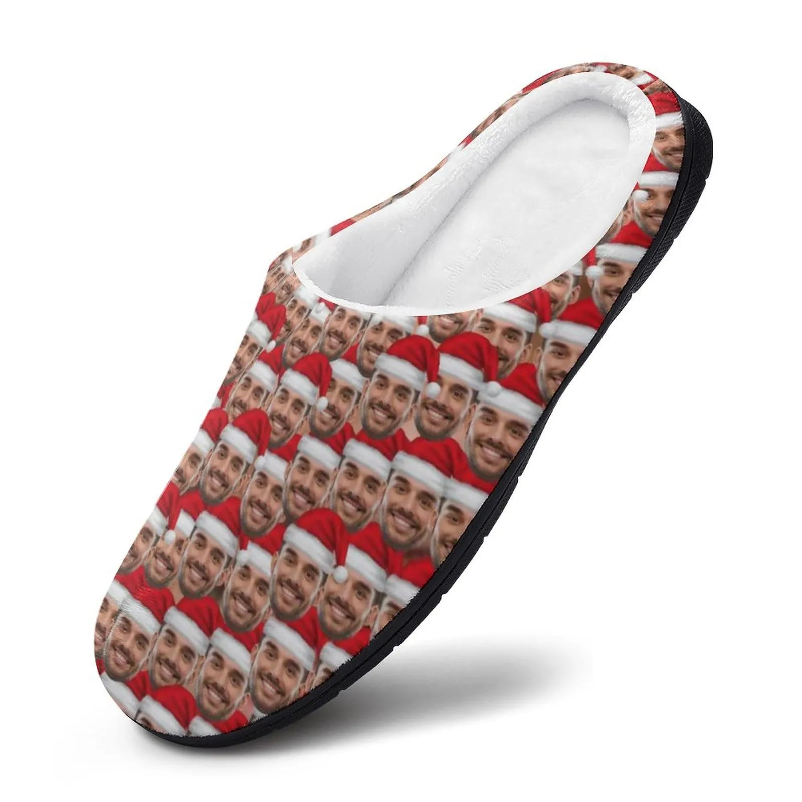 Custom Face Seamless Christmas Hat All Over Print Cotton Slippers For Men Women