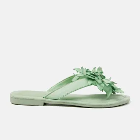 Daisy Leren Dames Slippers Green