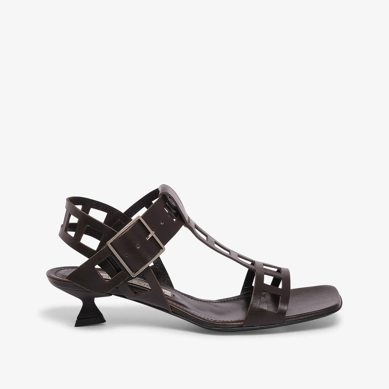 Dark brown women's tassel leather sandal