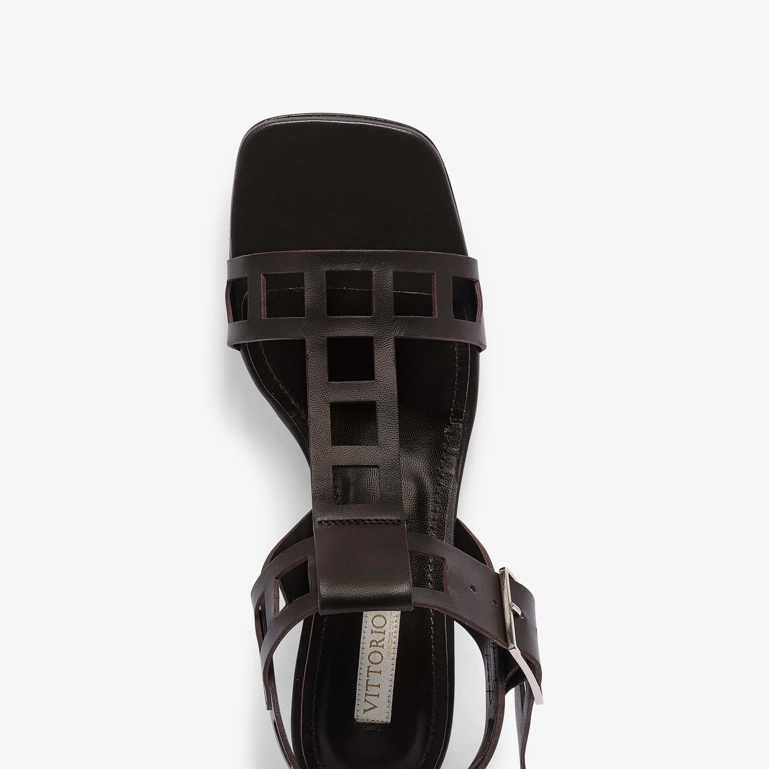 Dark brown women's tassel leather sandal