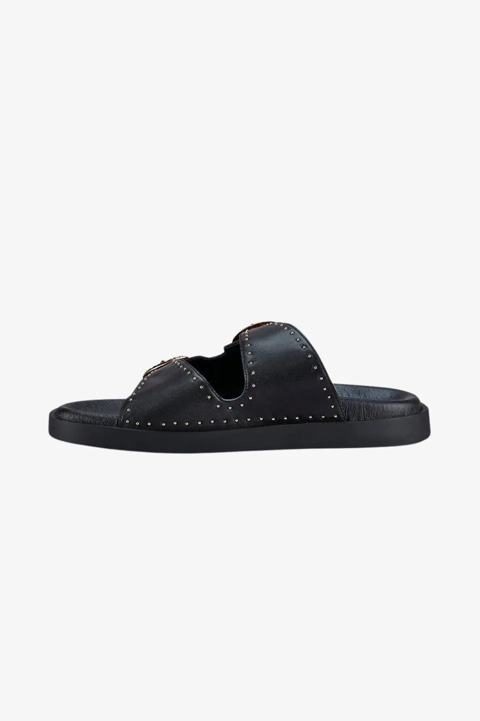 Eastwood Black Studded Gold Buckle Slide