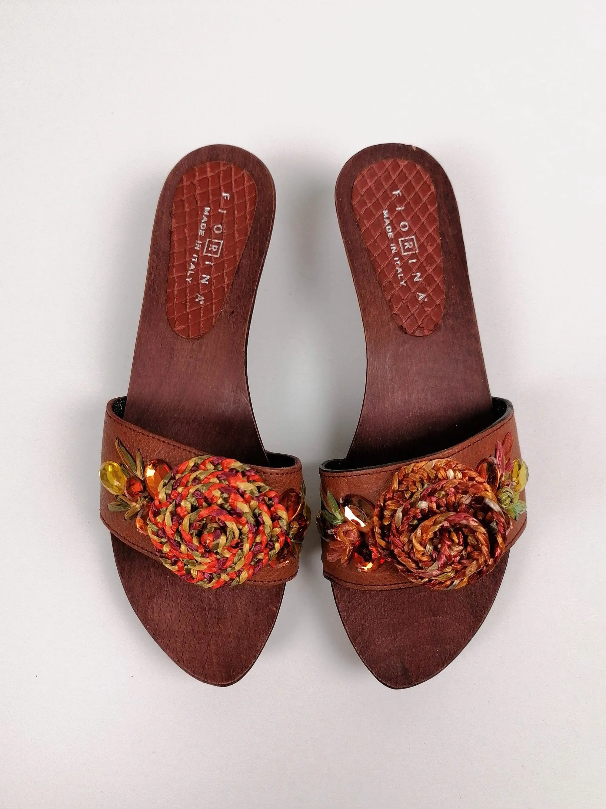 FIORINA Wood Mules Slides - size EU 37 -37.5 / UK 4.5 -5 / US 7