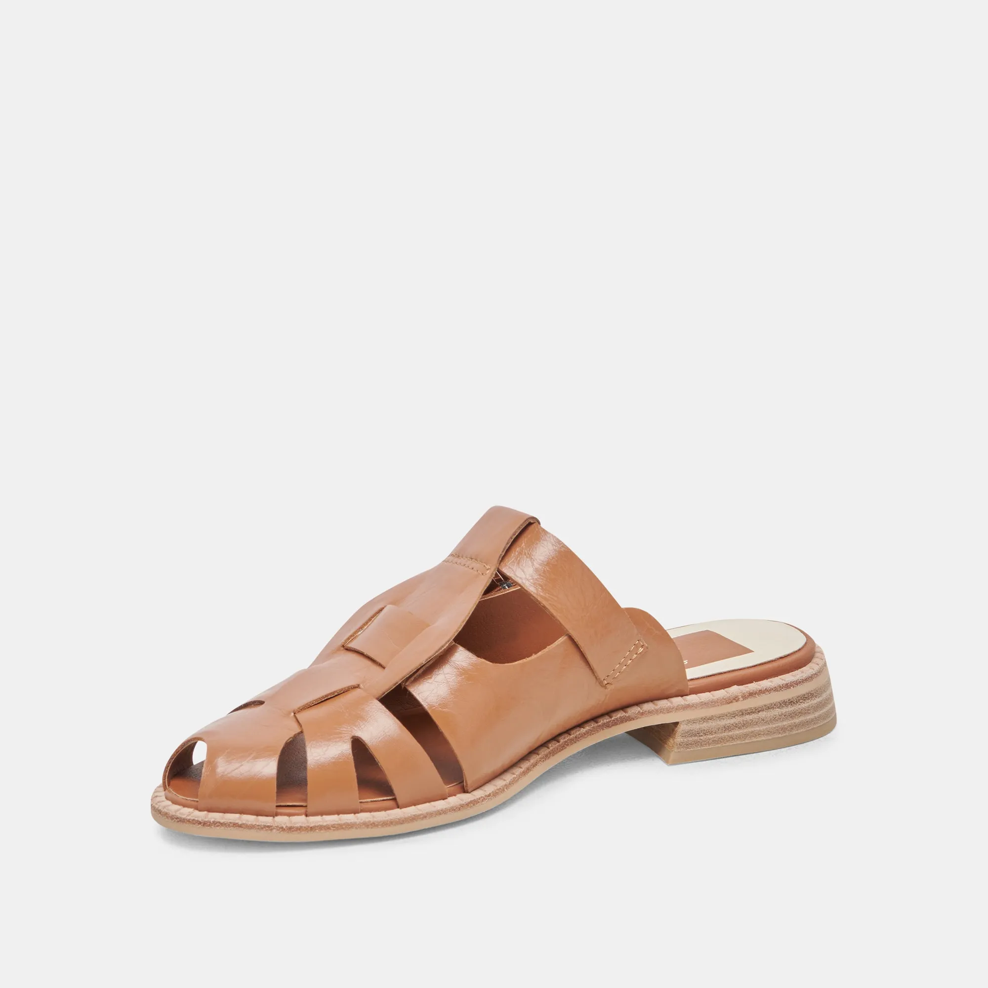 HIPPIE FLATS TAN CRINKLE PATENT