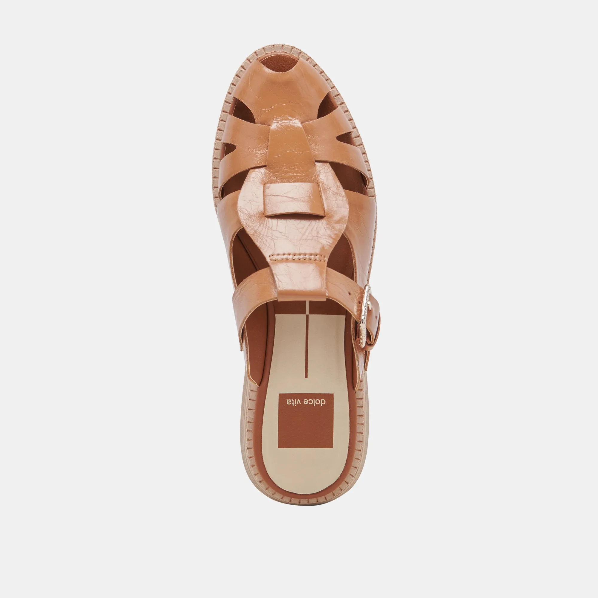 HIPPIE FLATS TAN CRINKLE PATENT