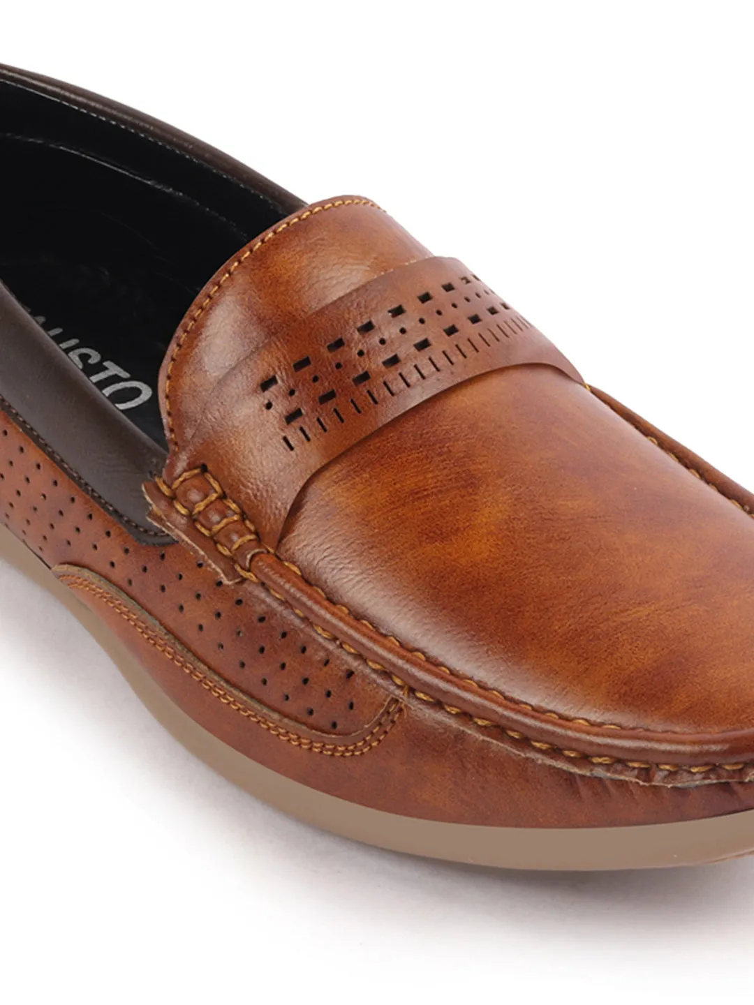 Men Tan Casual Slip-On Loafers