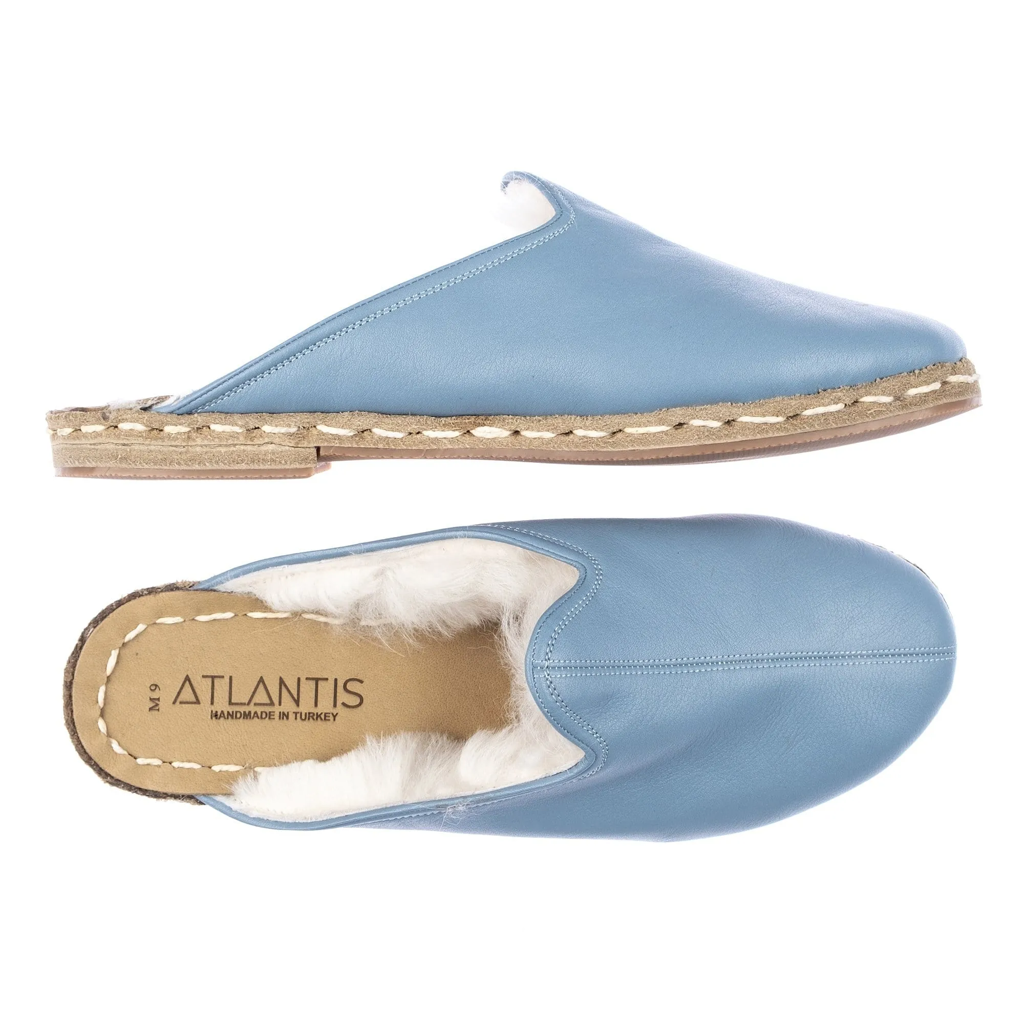 Men's Ice Blue Shearling Slippers