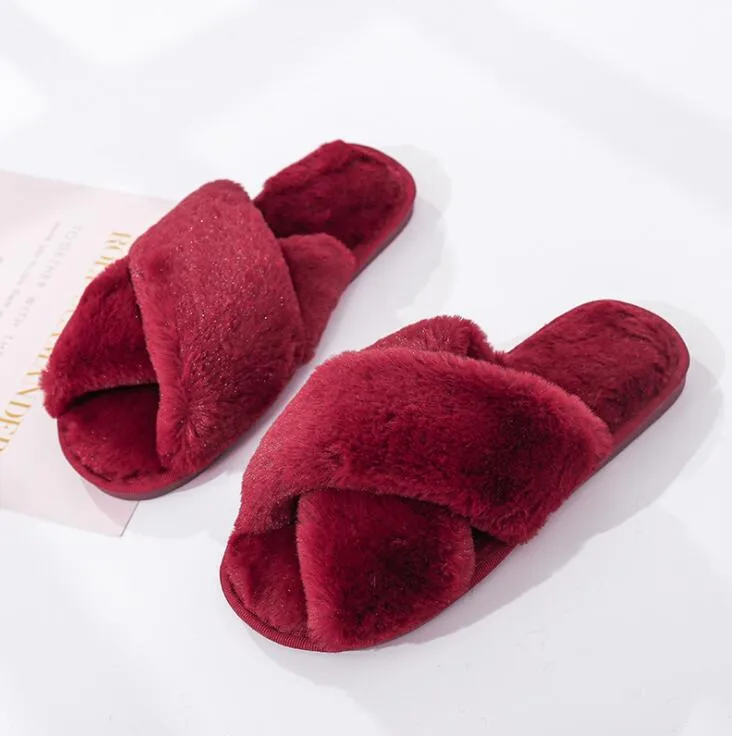 New Cross Plush Slippers