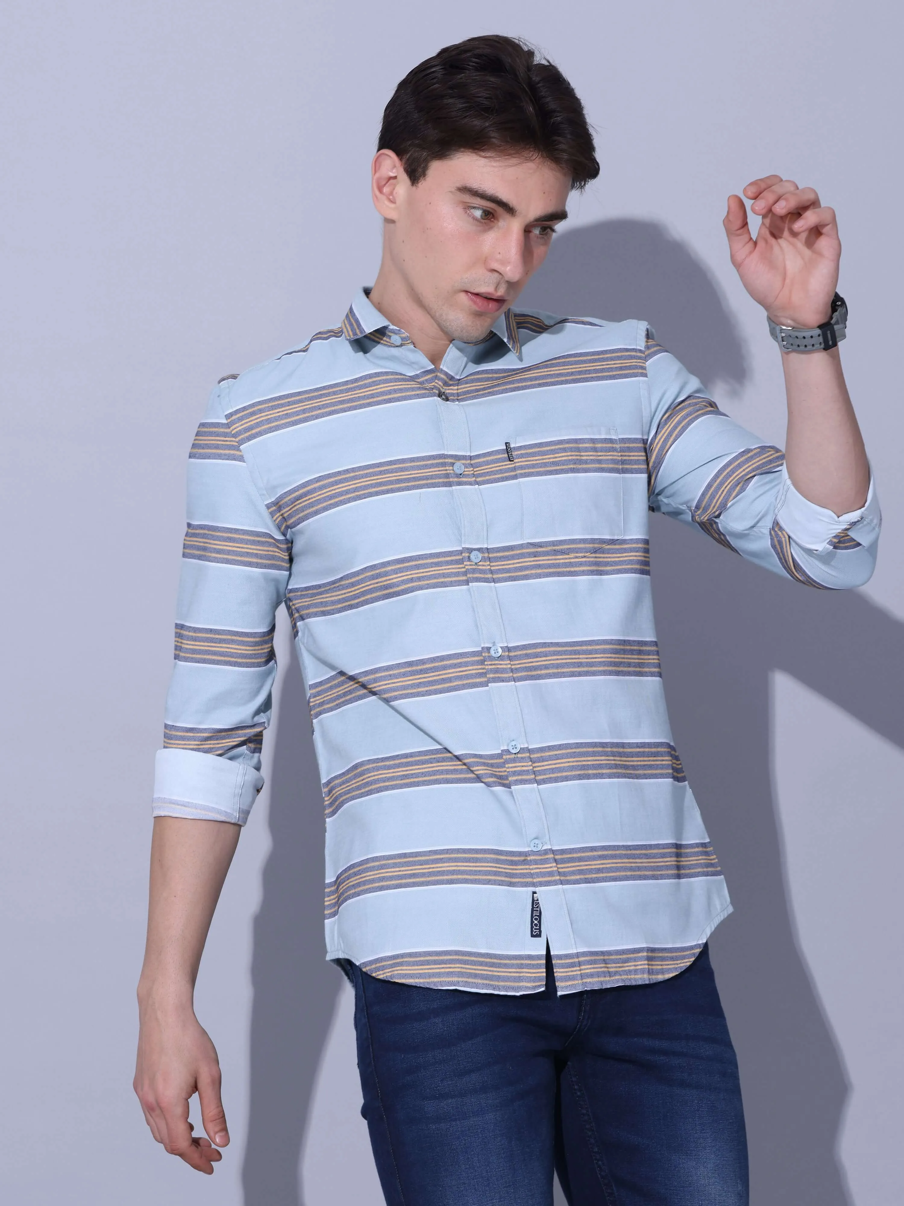 Pista/Yellow Stripe Casual Shirt