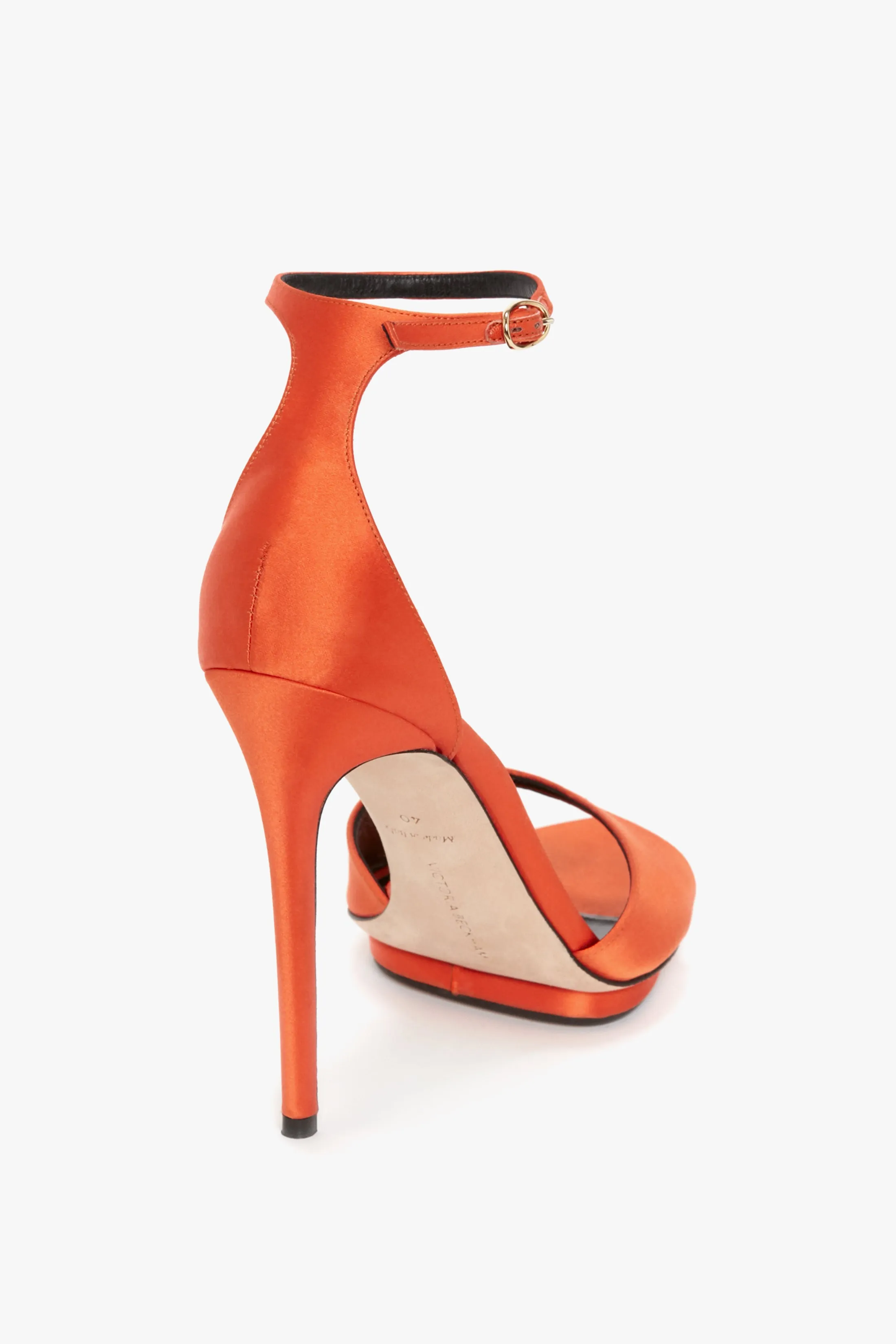 Pointy Toe Stiletto Sandal in Orange Satin