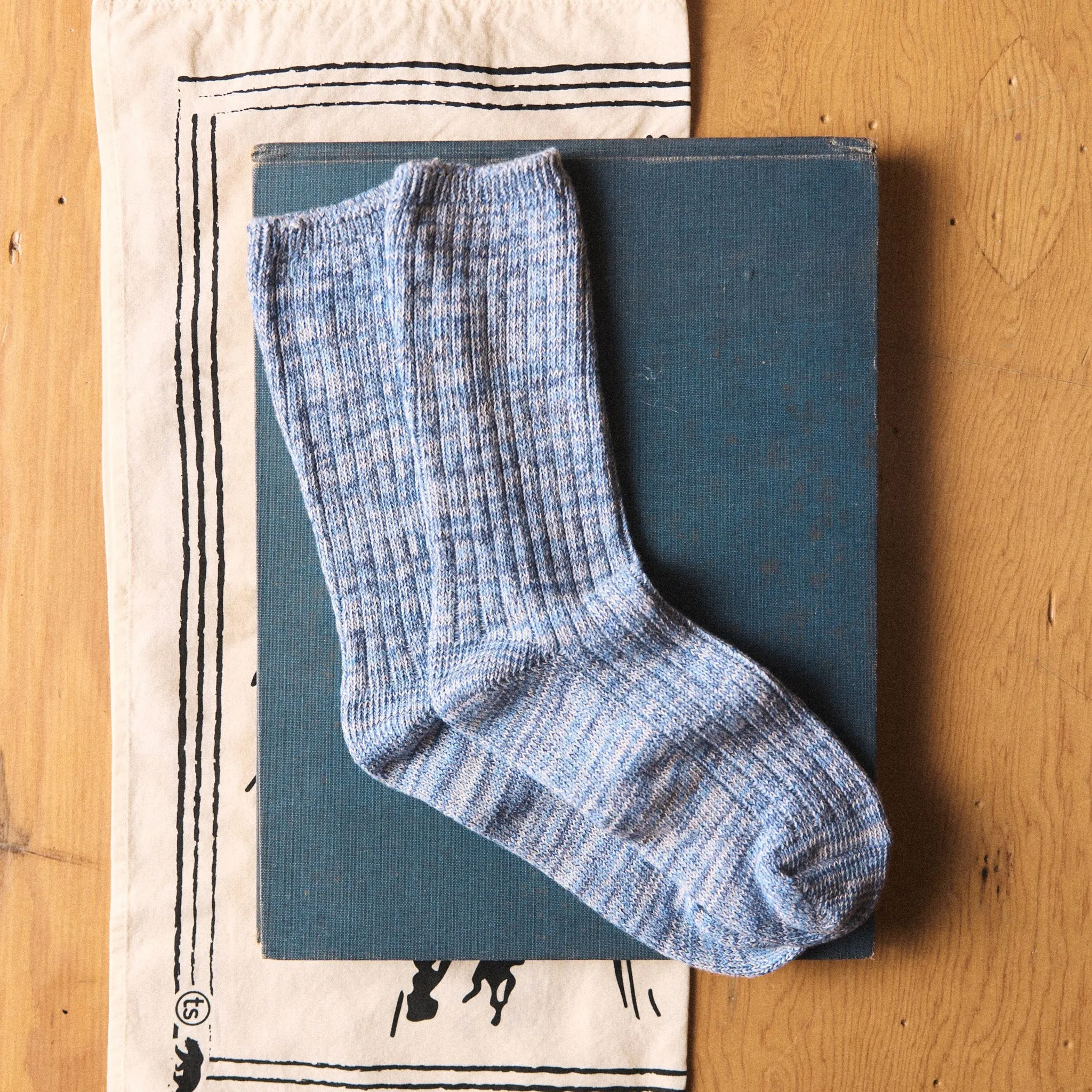 The Rib Sock in Blue Melange