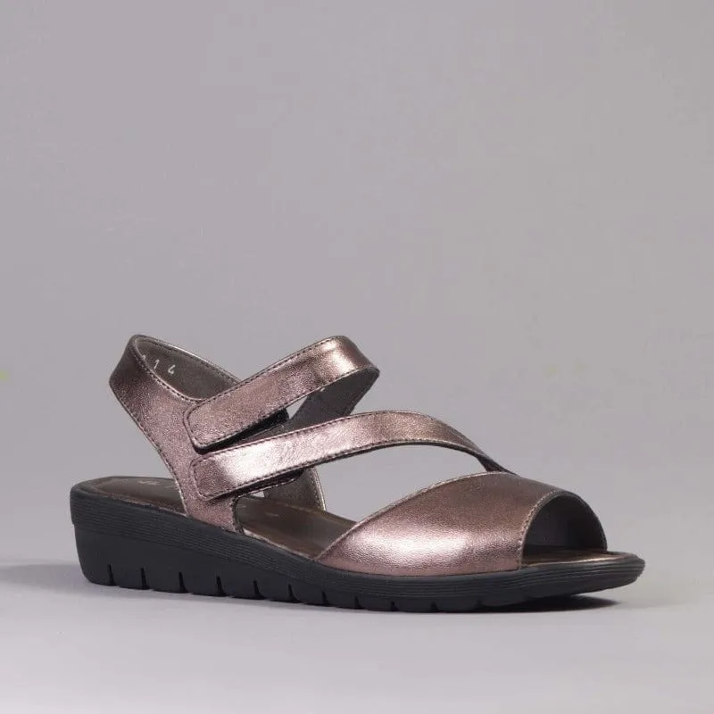 Velcro Sandal in Lead Metallic - 12538