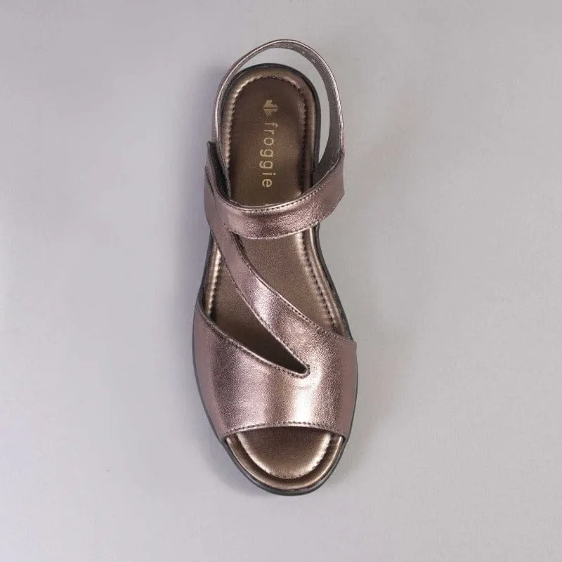 Velcro Sandal in Lead Metallic - 12538